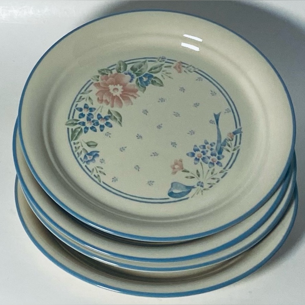 Set of  4 Corelle Symphony 10 .25” Dinner Plates.